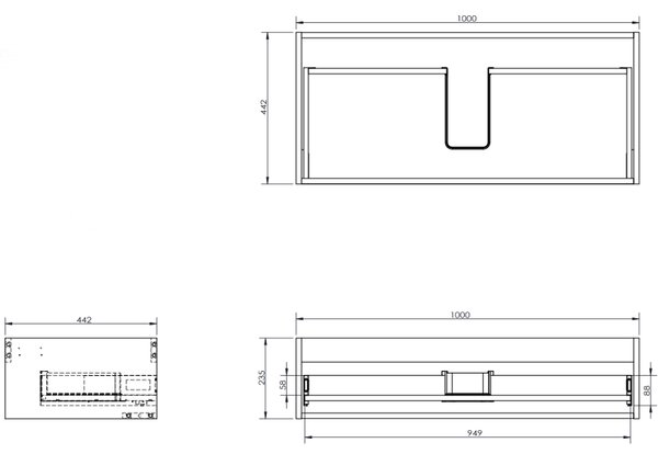 Mexen Rivel, mobilier baie 100 cm cu lavoar Vela, 1 sertar, canelat, alb mat, 91A20-10023-1-BF01-W23M01
