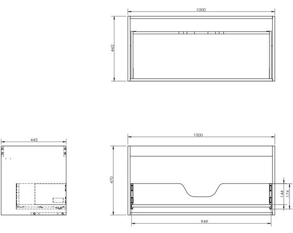 Mexen Rivel, mobilier de baie 100 cm cu blat, 1 sertar, canelat, stejar, 91A20-10047-1-BFC81