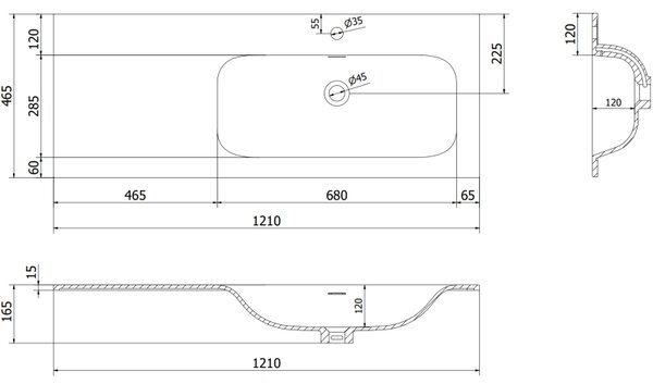 Mexen Rivel, mobilier baie 120 cm cu lavoar dreapta Vela, 1S, 1D, canelat, alb mat, 91A23-12047-3-BBFF01-W23P01