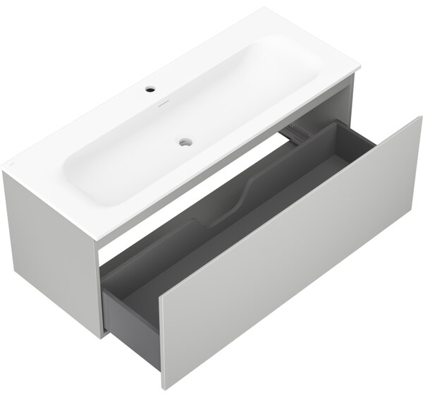 Mexen Orio, mobilier baie 120 cm cu lavoar Vela, 1 sertar, gri mat/alb mat, 91A10-12047-1-BF62-W23M01