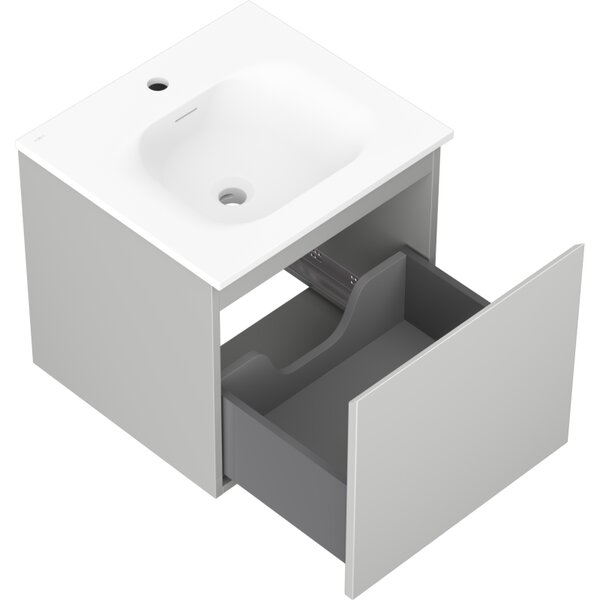 Mexen Orio, mobilier baie 50 cm cu lavoar Vela, 1 sertar, gri mat/alb mat, 91A10-05047-1-BF62-W23M01