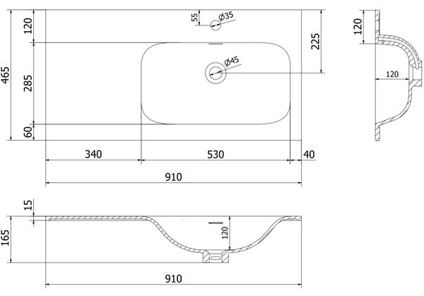 Mexen Rivel, mobilier baie 90 cm cu lavoar dreapta Vela, 1S, 1D, canelat, gri mat/alb mat - 91A23-09047-3-BBFF62-W23P01