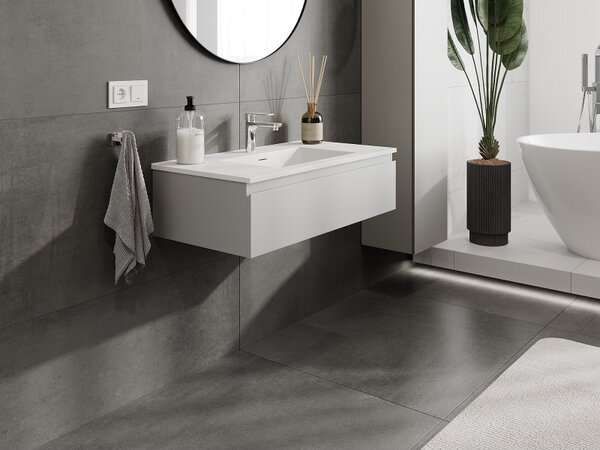 Mexen Orio, mobilier baie 90 cm cu lavoar Otis, 1 sertar, gri mat/alb mat, 91A10-09023-1-BF62-W18M01