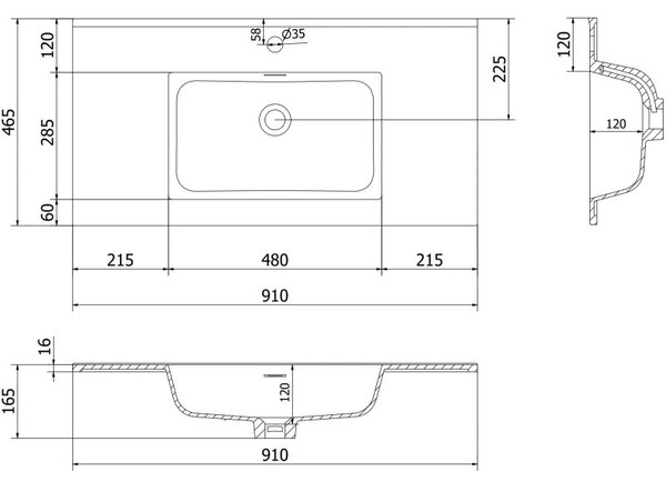 Mexen Orio, mobilier baie 90 cm cu lavoar Otis, 1 sertar, gri mat/alb mat, 91A10-09047-1-BF62-W18M01