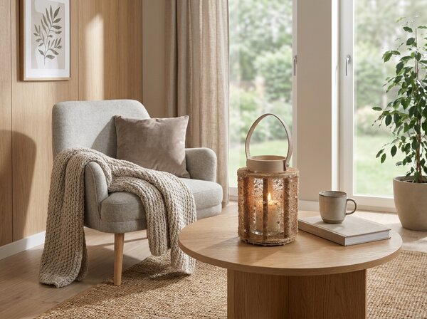 Lampa cu paiete NATUR GLAM 26 cm, natural