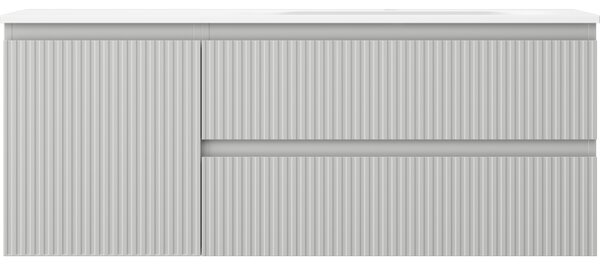 Mexen Rivel, Dulap baie 120 cm cu lavoar dreapta Vela, 2S, 1D, canelat, gri/alb mat, 91A23-12047-3-BBFFF62-W23P01