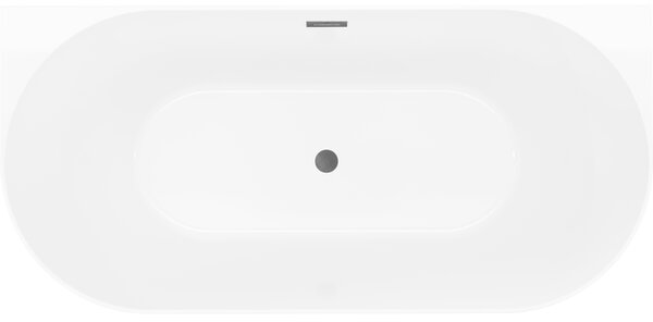 Mexen Oval Slim, cadă de baie independentă lângă perete, 170 x 80 cm, alb-gri, preaplin grafit periat, 52661708062-66
