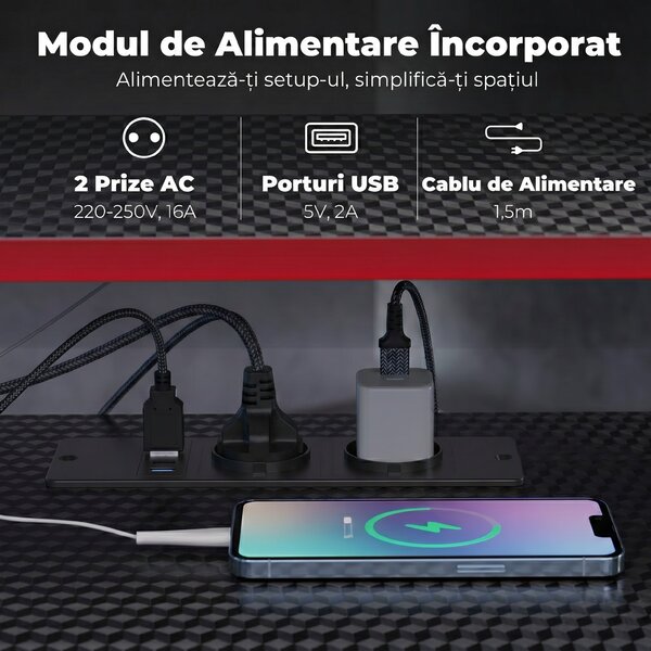 HOMCOM Birou în L cu Prize, 128 cm cu Suport Monitor | Aosom Romania