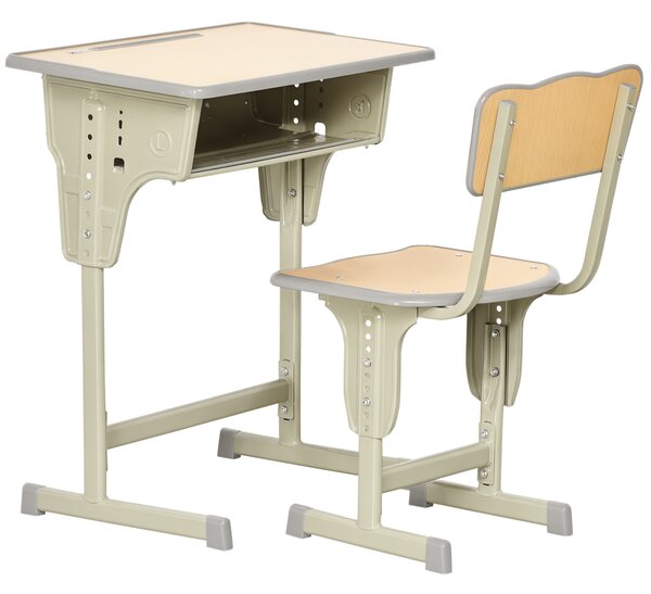 HOMCOM Set Masa Si Scaune Copii Bancă și Scaun Reglabil pentru Copii 6-12 Ani Ergonomic Aosom Romania