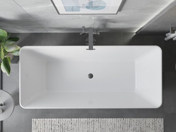 Mexen Velo Slim, cadă de baie independentă 170 × 75 cm, alb lucios, preaplin grafit, 52811707500-66