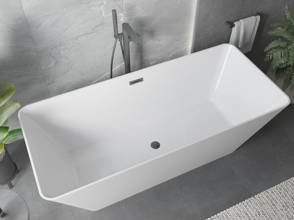 Mexen Velo Slim, cadă de baie independentă 170 × 75 cm, alb lucios, preaplin grafit, 52811707500-66