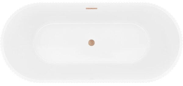 Mexen Yara, cadă de baie independentă cu caneluri 170 x 75 cm, alb-negru, preaplin grafit periat, 52861707575-66