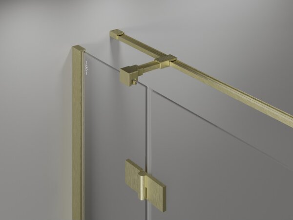 Mexen Mist HT, cabină de duș cu ușă batantă dreapta 80 x 80 cm, sticlă transparentă, auriu mat, 8A5T-080-080-55-00-P