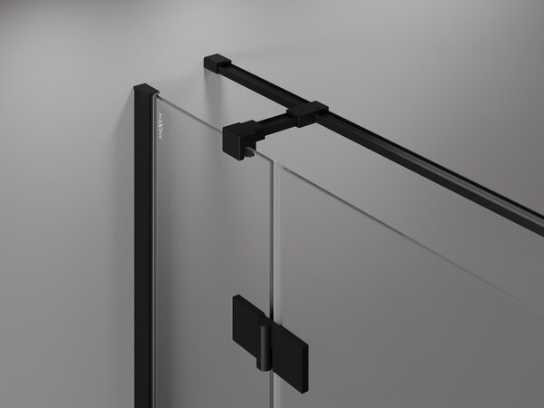 Mexen Mist HT, cabină de duș cu ușă batantă stânga 70 x 90 cm, sticlă transparentă, neagră, 8A5T-070-090-70-00-L