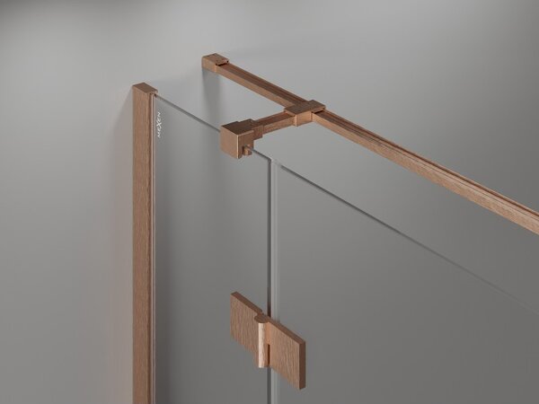 Mexen Mist HT, cabină de duș cu ușă batantă dreapta 80 x 80 cm, sticlă transparentă, cupru mat, 8A5T-080-080-65-00-P