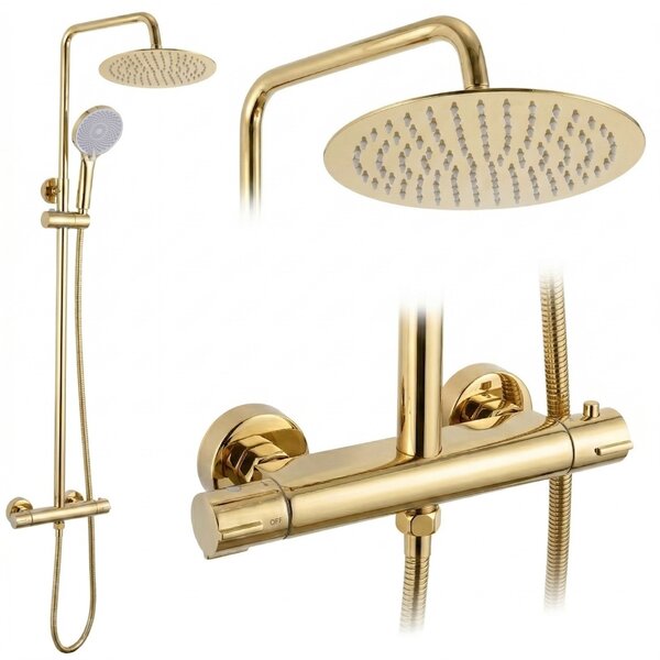Set de duș fără pipă cu termostat Rea Lungo Gold