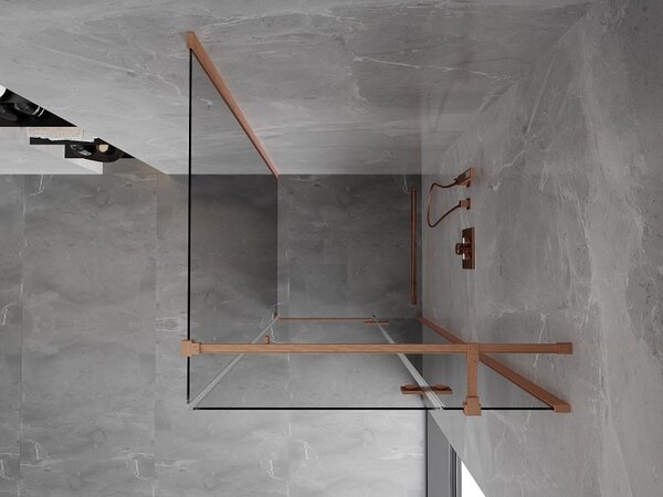 Mexen Mist HT, cabină de duș cu ușă batantă dreapta 80 x 80 cm, sticlă transparentă, cupru mat, 8A5T-080-080-65-00-P