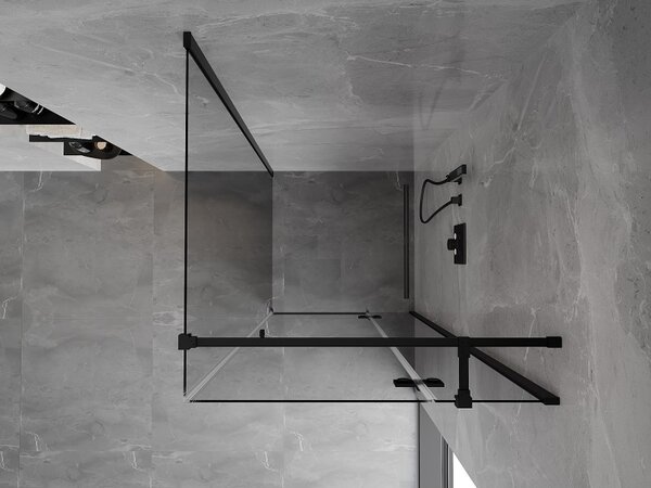 Mexen Mist HT, cabină de duș cu ușă batantă dreapta 70 x 70 cm, sticlă transparentă, profil negru, 8A5T-070-070-70-00-P