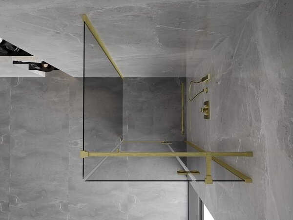 Mexen Mist HT, cabină de duș cu ușă batantă dreapta 80 x 80 cm, sticlă transparentă, auriu mat, 8A5T-080-080-55-00-P