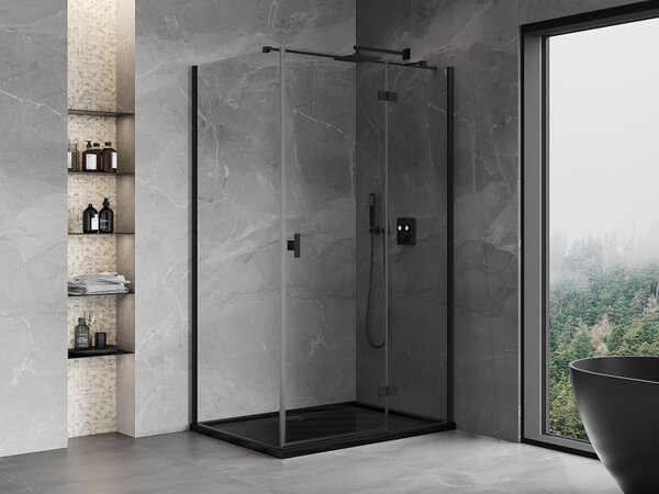 Mexen Mist HT, cabină de duș cu ușă batantă dreapta 70 x 95 cm, sticlă transparentă, profil negru, 8A5T-070-095-70-00-P
