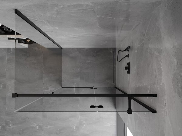 Mexen Mist HT, cabină de duș cu ușă batantă dreapta 70 x 95 cm, sticlă transparentă, profil negru, 8A5T-070-095-70-00-P