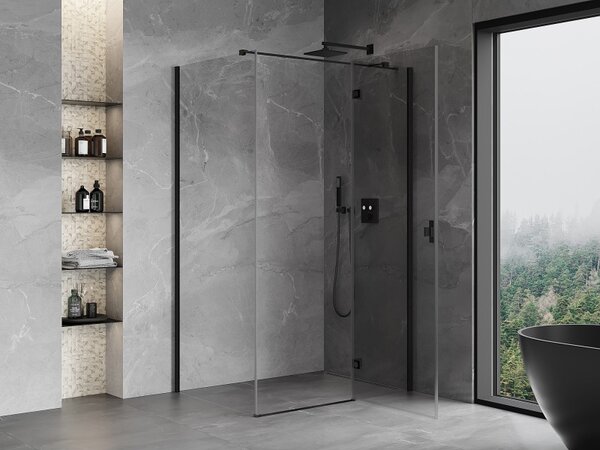 Mexen Mist HT, cabină de duș cu ușă batantă dreapta 70 x 95 cm, sticlă transparentă, profil negru, 8A5T-070-095-70-00-P