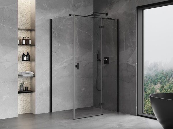 Mexen Mist HT, cabină de duș cu ușă batantă dreapta 70 x 95 cm, sticlă transparentă, profil negru, 8A5T-070-095-70-00-P