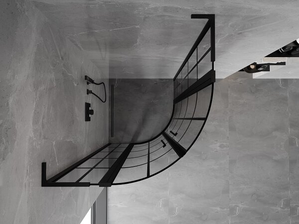 Cabină de duș Mexen Mist L, cu uși cu 2 aripi, 80 x 80 cm, sticlă transparentă de 8 mm, profil negru, 8A32L-080-080-70-77