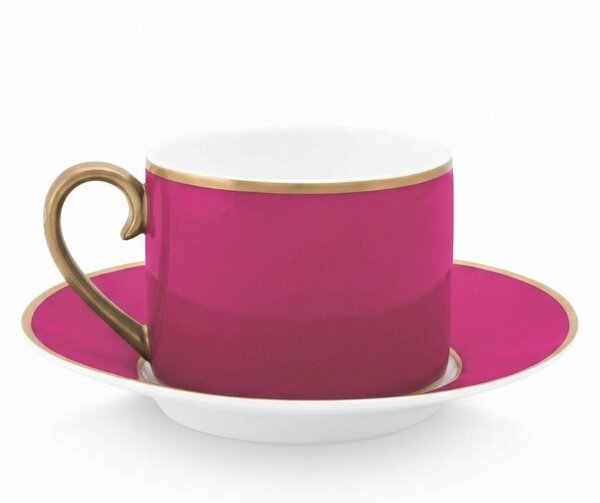 Cană espresso cu farfurioară, Pip Studio, 220 ml, colecția Pip Chique, Gold-Pink