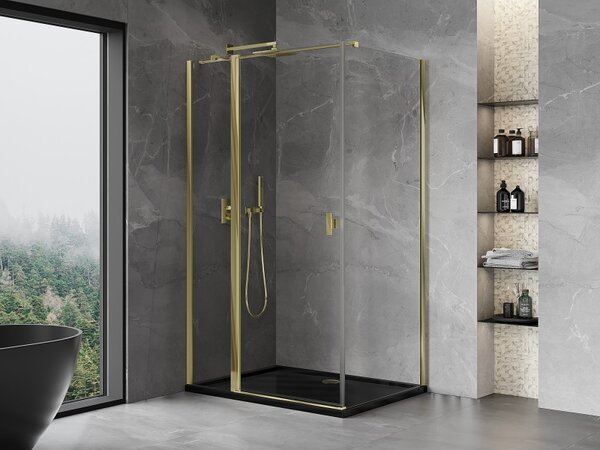 Mexen Mist T, cabină de duș cu uși batante, 70 x 95 cm, sticlă transparentă de 8 mm, profil auriu lucios, 8A4T-070-095-50-00