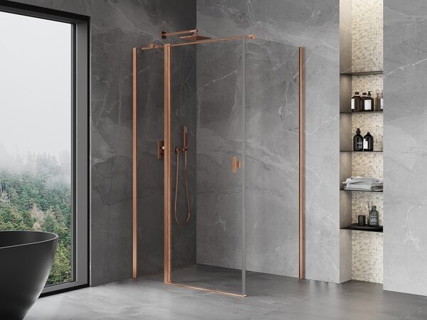 Mexen Mist T, cabină de duș cu uși batante, 70 x 85 cm, sticlă transparentă de 8 mm, profil de cupru, 8A4T-085-070-65-00