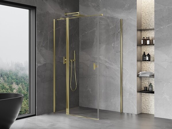 Mexen Mist T, cabină de duș cu uși batante, 70 x 95 cm, sticlă transparentă de 8 mm, profil auriu lucios, 8A4T-070-095-50-00