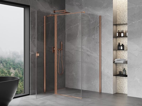 Mexen Mist T, cabină de duș cu uși batante, 70 x 85 cm, sticlă transparentă de 8 mm, profil de cupru, 8A4T-085-070-65-00