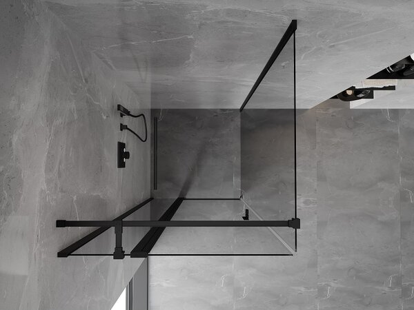 Mexen Mist T, cabină de duș cu uși batante, 70 x 70 cm, sticlă transparentă de 8 mm, profil negru, 8A4T-070-070-70-00