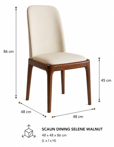 Scaun dining Selene Walnut & Cream piele ecologică