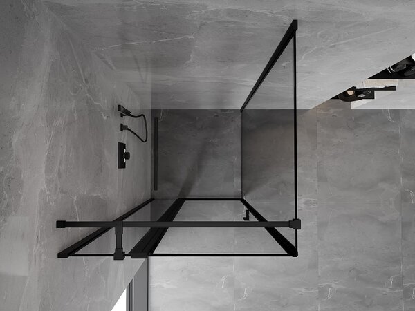 Mexen Mist T, cabină de duș cu uși batante, stânga, 70 x 70 cm, sticlă transparentă de 8 mm, profil negru, 8A4T-070-070-70-70-L