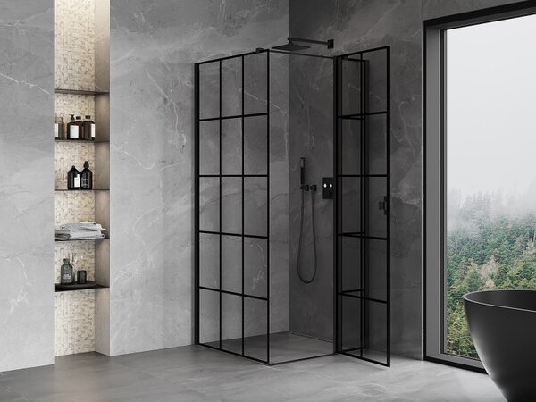 Mexen Mist T, cabină de duș cu uși batante, dreapta, 70 x 70 cm, sticlă transparentă de 8 mm, profil negru, 8A4T-070-070-70-77-P