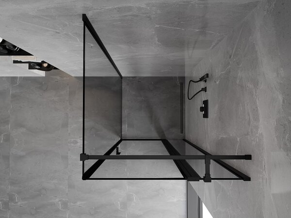 Mexen Mist T, cabină de duș cu uși batante, dreapta, 70 x 70 cm, sticlă transparentă de 8 mm, profil negru, 8A4T-070-070-70-70-P