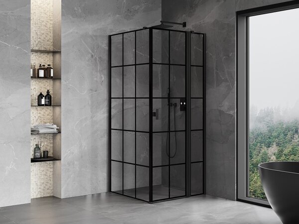 Mexen Mist T, cabină de duș cu uși batante, dreapta, 70 x 70 cm, sticlă transparentă de 8 mm, profil negru, 8A4T-070-070-70-77-P