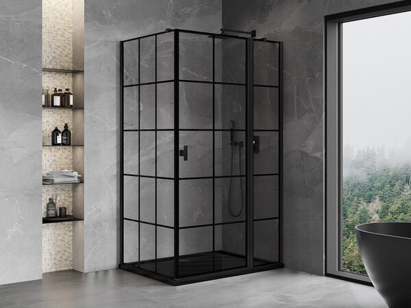 Mexen Mist T, cabină de duș cu uși batante, dreapta, 70 x 75 cm, sticlă transparentă de 8 mm, profil negru, 8A4T-070-075-70-77-P