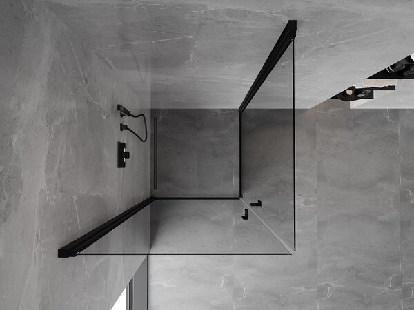 Cabină de duș cu balamale Mexen Mist-B Duo, 70 x 70 cm, sticlă transparentă, profil negru, 8A2-070-070-70-00