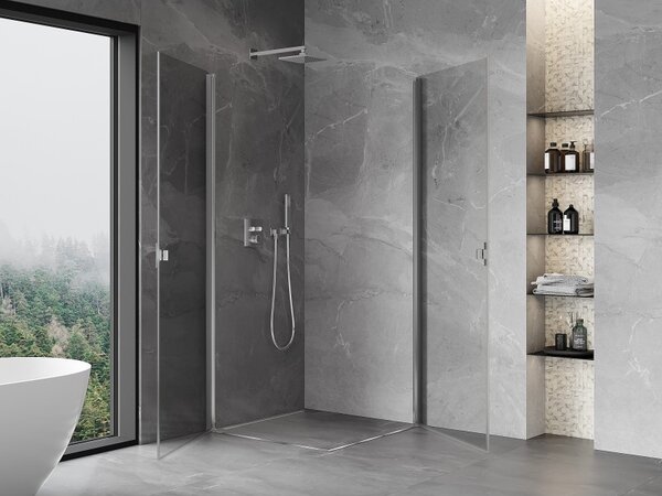 Cabină de duș cu balamale Mexen Mist-B Duo, 70 x 70 cm, sticlă transparentă, profil cromat, 8A2-070-070-01-00