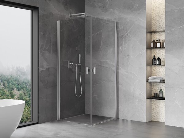 Cabină de duș cu balamale Mexen Mist-B Duo, 70 x 70 cm, sticlă transparentă, profil cromat, 8A2-070-070-01-00
