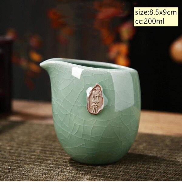Set ceai ,IMPERIAL TEA din portelan, ceainic 200 ml, 6 cupe si accesorii incluse, Turcoaz