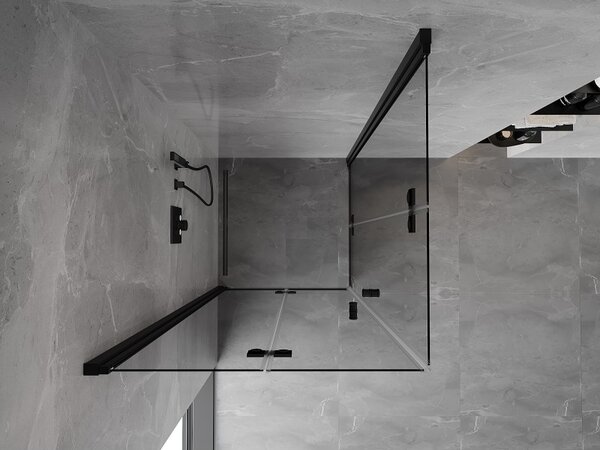 Cabină de duș pliabilă Mexen Mist-F Duo 70 x 70 cm, sticlă transparentă, profil negru, 8A6-070L-070P-70-00
