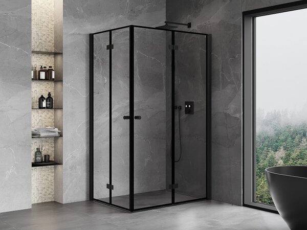 Cabină de duș pliabilă Mexen Mist-F Duo 70 x 75 cm, sticlă transparentă - ramă neagră, 8A6-070L-075P-70-70