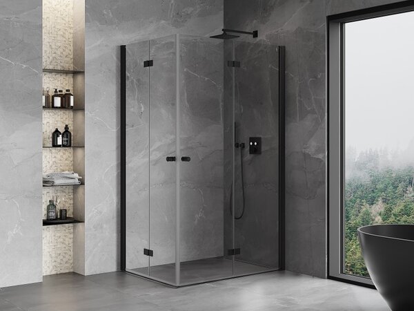Cabină de duș pliabilă Mexen Mist-F Duo 70 x 75 cm, sticlă transparentă, profil negru, 8A6-070L-075P-70-00