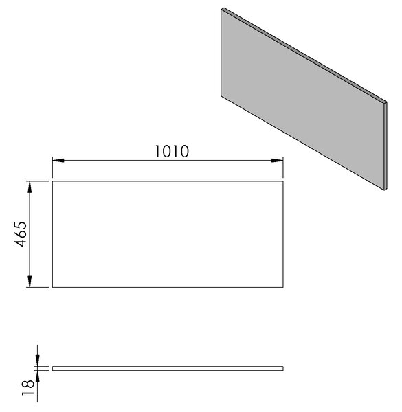 Sapho Sapho, placa CIRASA DTDL 101x1,8x46,5cm, alb lucios, CR101-3030
