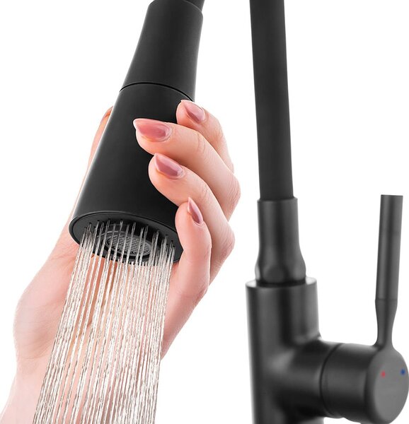 Invena Pogo Plus baterie bucătărie pe picior negru BZ-80-P04