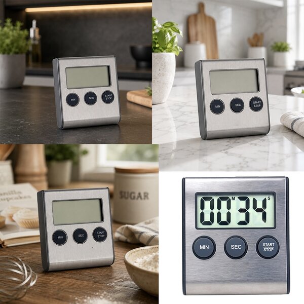 Timer digital pentru bucatarie, cronometru profesional multifunctional cu afisaj LCD, compact si portabil, functie minute/secunde